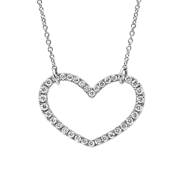 18K Diamond Open Heart Pendant on Cable Chain
